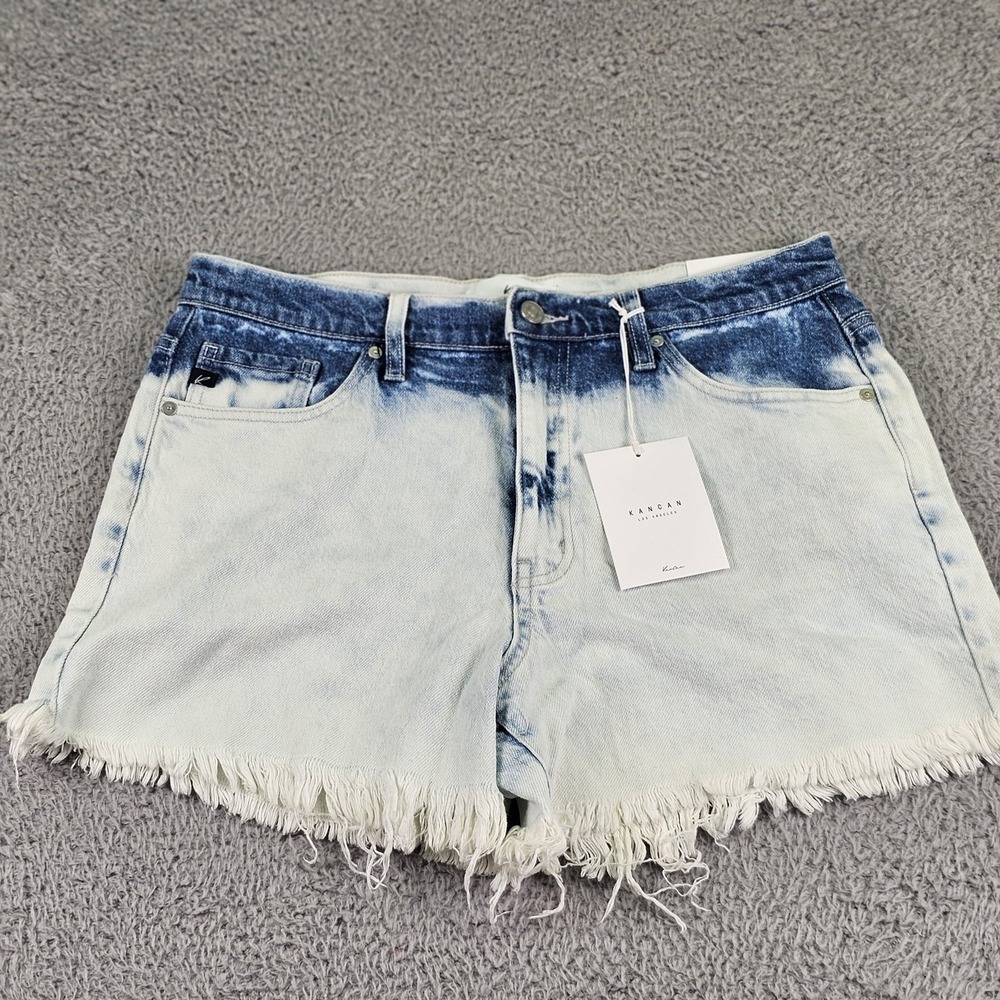 KanCan Denim Shorts Womens XL High Rise Frayed Hem Distressed Raw Edge 7850AC